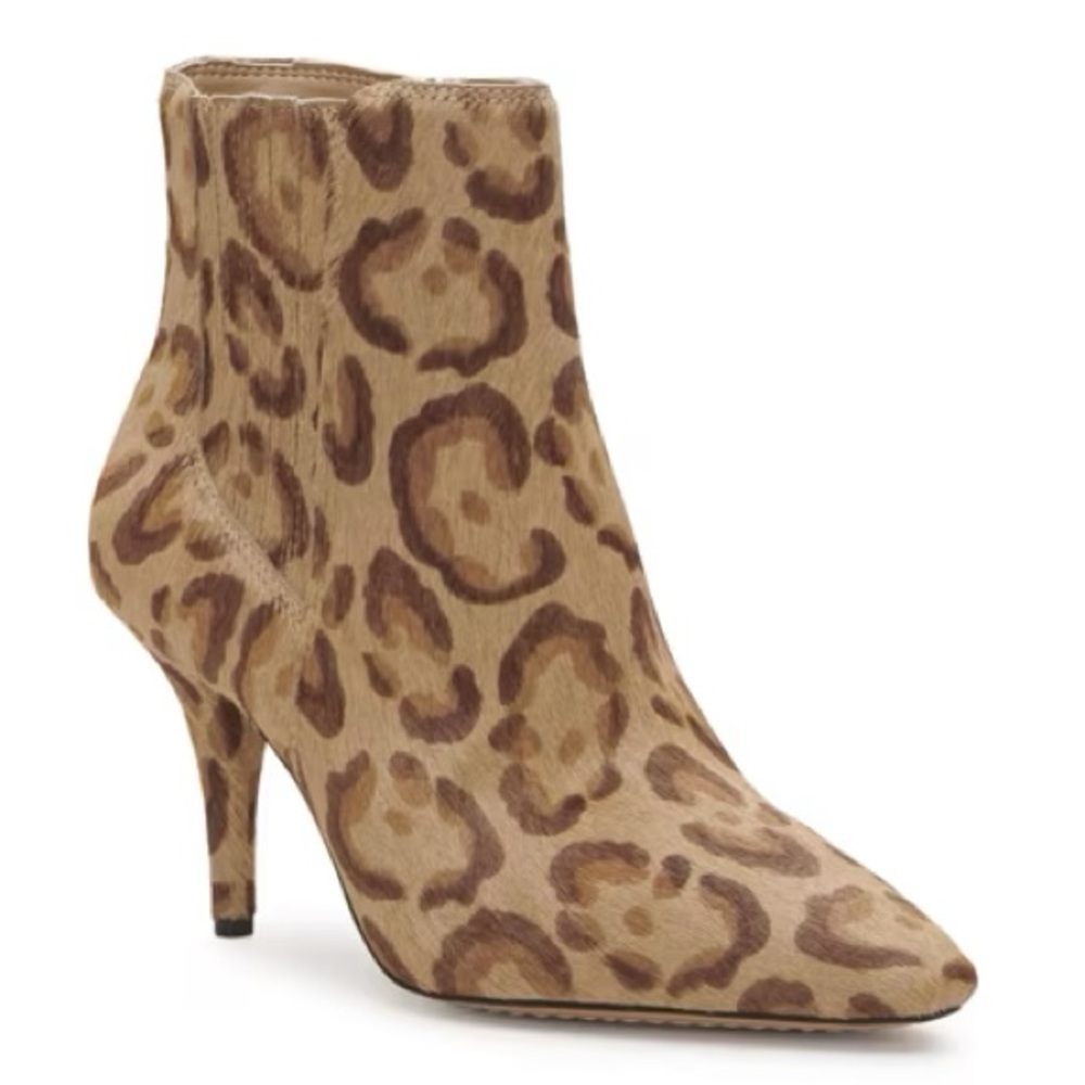 NEW Vince Camuto Ambind Bootie Calf Hair Leather Leopard Print Brown Women’s 7